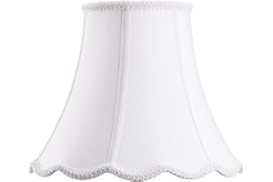 Bell Lamp Shade, Saangseon White Lampshade Replacement 6'' Top x 11.5'' Bottom x 9.5'' Slant Height x 9'' Vertical Height, Brass Spider