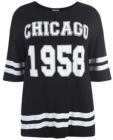 Chocolate Pickle ®Neue Damen Übergrößen Sackartige Baseball Varsity T-Shirt Oberteile 40-54