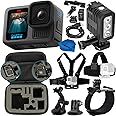GoPro HERO13 Black Waterproof Action Camera Bundle Includes LED Light, Chest Strap, Head Strap, Wrist Strap, Case, Suction Cup & Much More