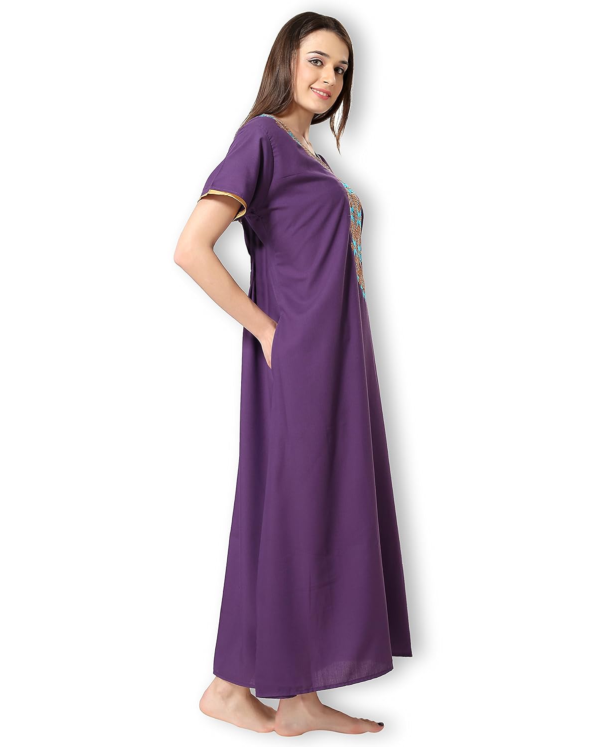 av2 women embroidered nighty