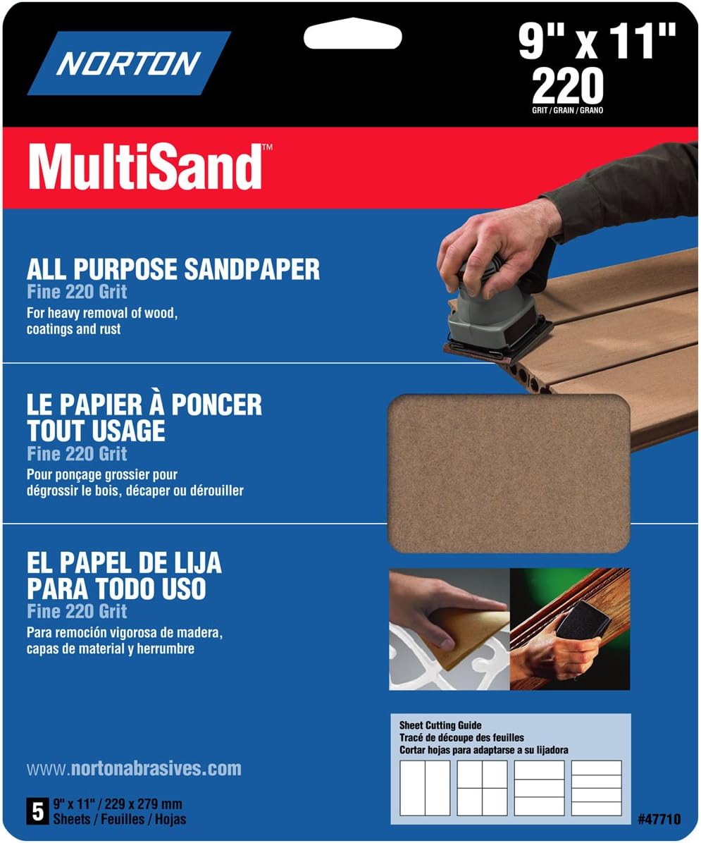 Norton Co. 47710 Norton 76607 General Purpose MultiSand Sheet, 11 in X 9 in, 220 Grit, quot
