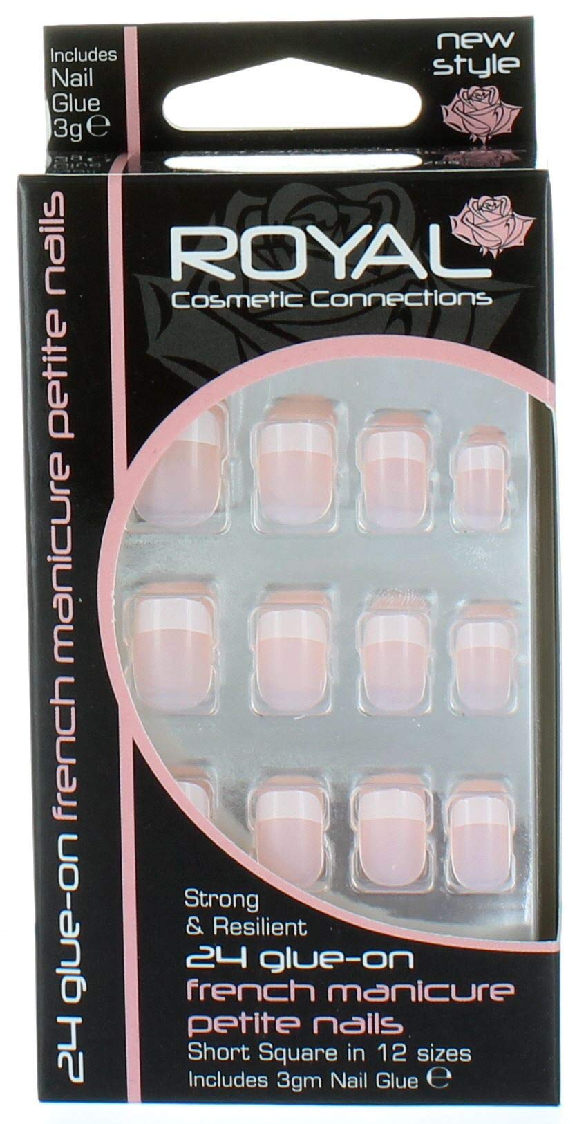 Royal French Manicure Petite Nails Tips with Glue