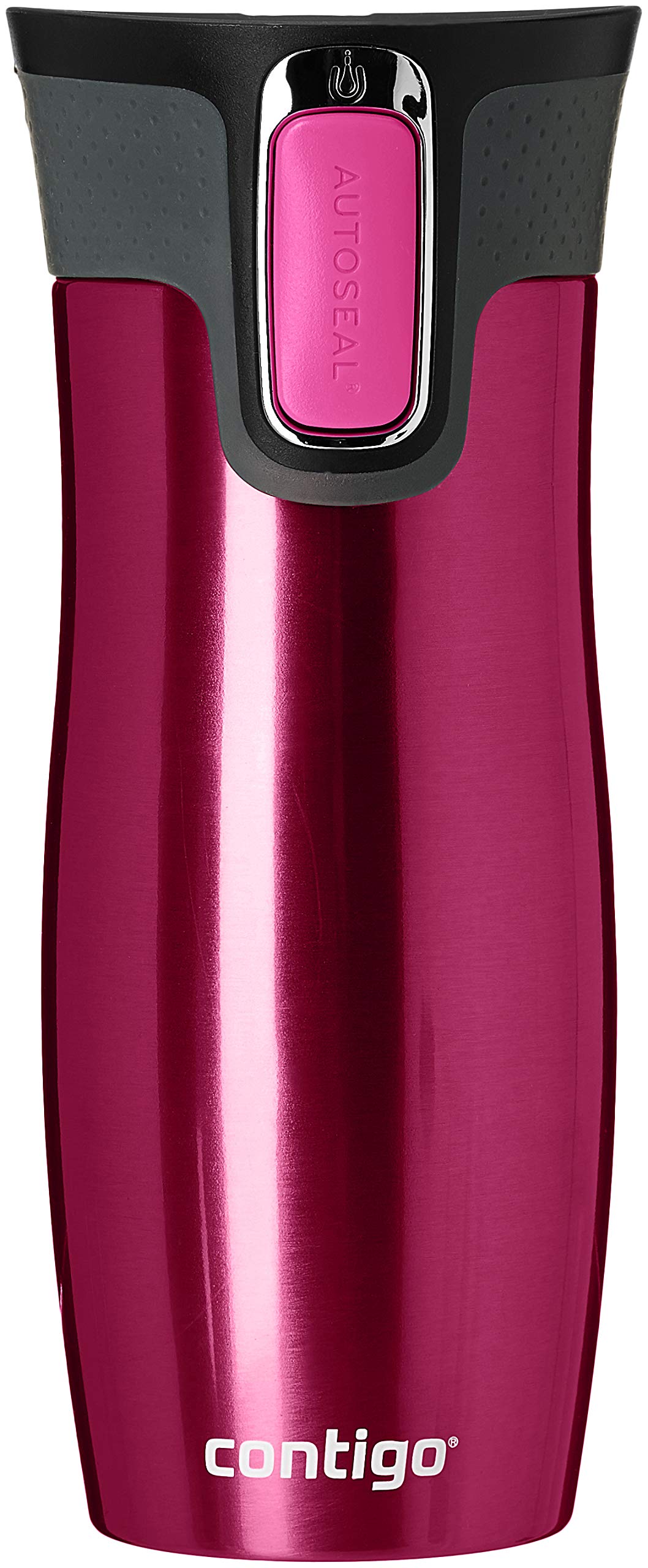 Contigo West Loop Autoseal Travel Mug, Stainless Steel Thermal Mug, Vacuum Flask, Leakproof, Coffee Mug with BPA Free Easy-Clean Lid, Raspberry, 470 ml