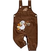 YOKJZJD Newborn Infant Baby Boy Girl Thanksgiving Outfit Turkey Suspender Pants Corduroy Bib Overalls Jumpsuit Fall Clothes