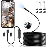 Endoscope Camera with Light, Ennovor 1920P HD, Endoscope Inspection with 8 Adjustable LED Lights, Borescope with Flexible Rig