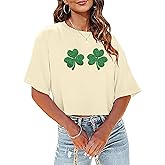 St Patricks Day Shirts Women Pattys Day Crop Top Shamrock Tshirt Lucky Short Sleeve Tops