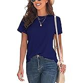 KevaMolly Basic T Shirts for Women UPF 50+ Short Sleeve Casual Summer Tops Trendy Solid Loose Fit Crew Neck Tees Tshirt