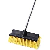 Yocada Deck Brush with 4-Section Extendable Handle Floor Scrub Brush | Soft &amp;Medium Bristles Non-Slip Grip for Outdoor Deck Patio Bathroom Garage Concrete Cleaning 54.3 Inch