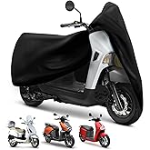 XYZCTEM Moped Cover, Vespa Cover Waterproof Outdoor, for Small Scooter Cover Outdoor Protection Against Water, UV, Wind, Fit for Honda 50CC 60'' to 72" L Motorcycle Cover, Black