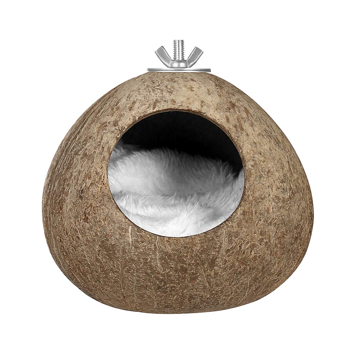 POPETPOP Pet Bird Nest Natural Delicate Coconut Shell Pendant Breeding Nest Parrot House Bird Nest Crafts for Squirrel Hamster