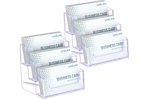 Uniclife 2 Pack Acrylic Business Card Holder for Desk 3 Slots Clear Business Card Display Stand for Men & Women Desktop Business Card Organizer Card Stand for Office Home Exhibition, 180 Card Capacity