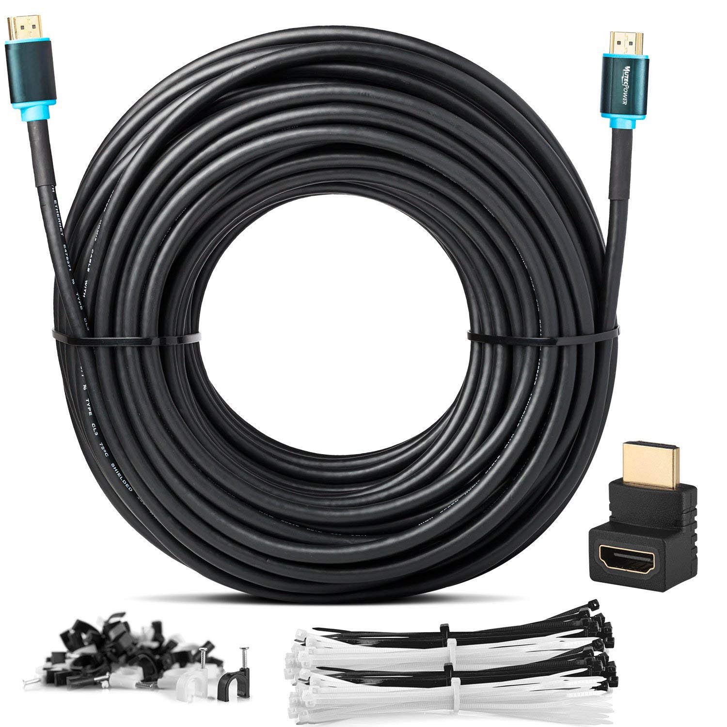 MutecPower High Speed 20 meter HDMI 2.0 Cable with Ethernet - Supports 3D & Audio Return Channel - 4Kx2K/60HZ Ultra HD and Built in Booster - 20M Black Male to Male cable