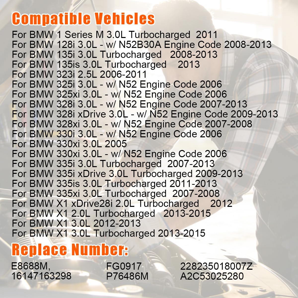 Condition photo showing New/Like New for e8688m electric fuel pump assembly fits for bmw 325xi 330xi 328xi 335xi 128i 2006-2014 l6 3.0l, repl