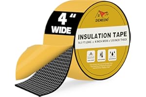 DEMEDO Pipe Insulation Tape, Pipe Wrap Insulation Foam Tape Self Adhesive, Outdoor Water Pipe Insulation, Ac Line Insulation, HVAC Tape, Heat Tape for Water Pipe, 4 inch x 16.5 FT Pipe Insulation Roll,Black