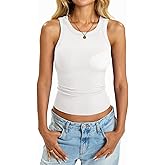 EasyGala Womens Built in Shelf Bra Tank Tops Padded Ribbed High Neck Shirts Slim Fitted Basic Summer Sleeveless Tee