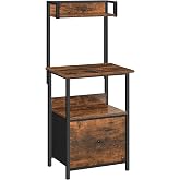 MAHANCRIS Printer Table with Storage, Home Printer Stand with File Cabinet, Fits A4/Letter Size Files, Printer Cabinet with Large Tabletop, Display Shelf, for Home Office, Rustic Brown PTHR3501