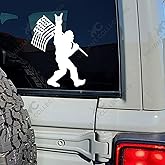 VALIANT COLLECTIONS – Big Foot Rock on American Flag Sticker–Vinyl Decal for Car and Van – Indoor & Outdoor use for Long Lasting – Waterproof Stickers for Waterbottle & Laptop–Removable Sticker–VC 406