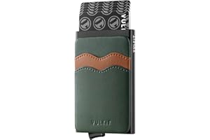 VULKIT Card Holder Pop Up Slim Wallet with Extra Leather Pocket Slots RFID Blocking Credit Card Case for Men and Women Green