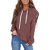 PGANDS Women's Long Sleeve Drawstring Hoodies Sweatshirt Casual Loose Lightweight Pullover Tops with Pocket