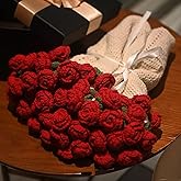 Gonoce Flower Bouquet Blanket, 43inch Crochet Blanket with Rose Flowers, Valentines Day Gifts, Birthday Gifts for Women, (Red)