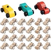 zisiueel 24 Pieces Wood DIY Car Decoration Unfinished Wooden Cars Unfinished DIY Crafts for Home Activities Easy Woodworking and Family Time Set
