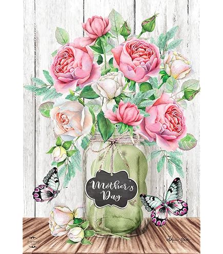 Vatertags-Gartenflagge 'Happy Father's Day' - Doppelseitig, Sackleinen, 71x102 Cm, Mit Rosen-LKW-Motiv