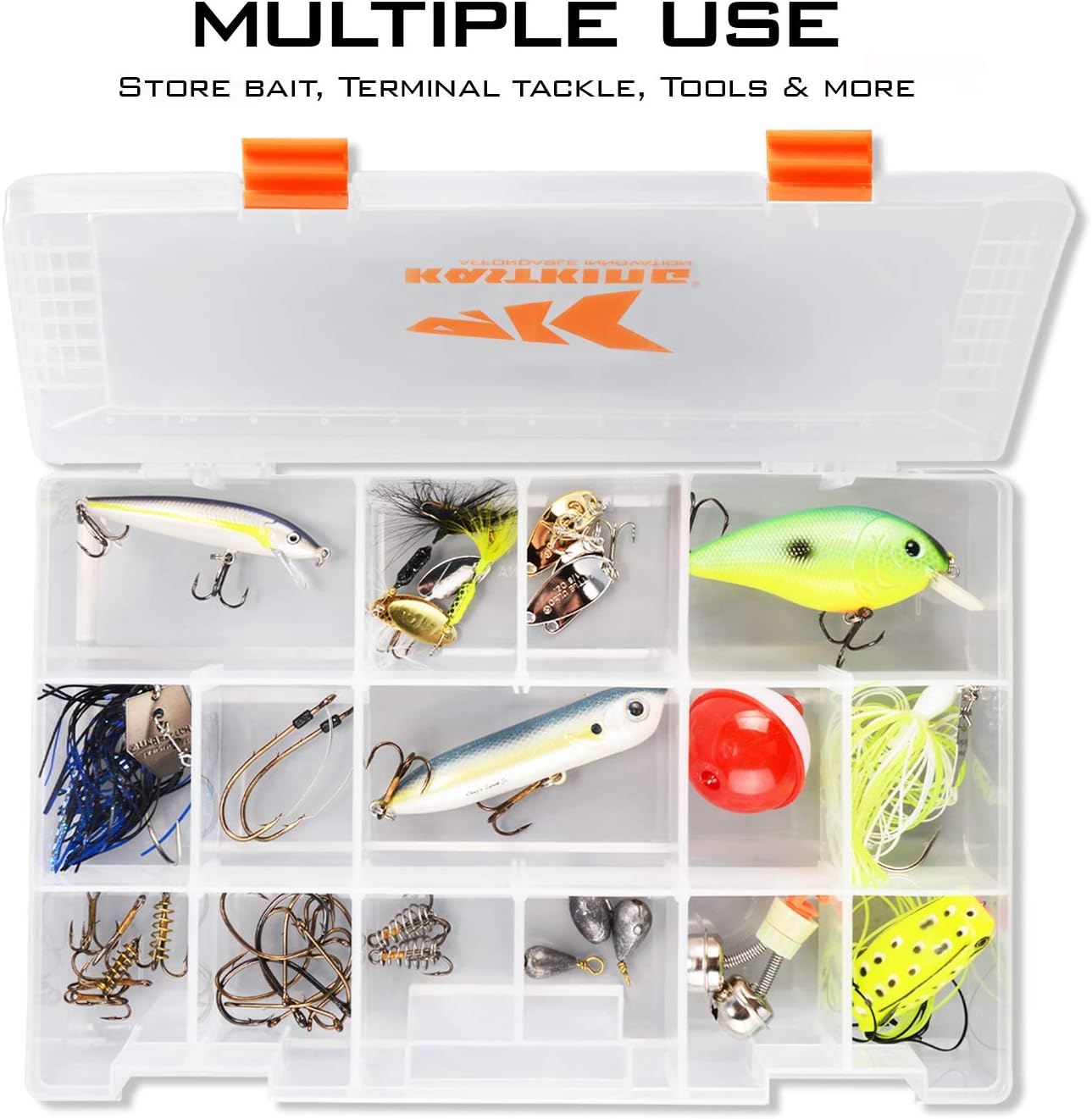 KastKing Tackle Boxes, Plastic Storage Organizer Box with Removable Dividers, 3600 Tackle Trays, Parts Box, 10.8x7.25x1.65 Inches (Pack of 4): Sports & Outdoors
