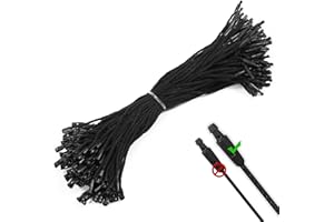 DASSNANE Supply Standard and Thickened Diameters Choose- 500PCS 7.7 Inch Cotton Hang Tag String Fasteners with Plastic Snap Lock for Clothing, Shoes, Gift Tags, Price Tags & DIY Accessories(Thickened,Black)