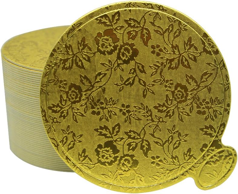 Enlynn 3.1" (8 cm) Round Mini Single Portion Cake Board, Cardboard Cake Base (Gold), 100 pcs