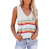 ETCYY Women's Sleeveless V Neck Tank Tops Summer Trendy 2026 Causal Cute Printed Loose Fit Workout Athletic Yoga Shirts,Color White,Medium