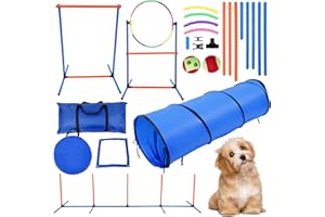 Lilvduybz Dog Agility Training Set, Dog Agility Training Equipment with Carrying Bag, Pet Outdoor Games for Backyard Includes