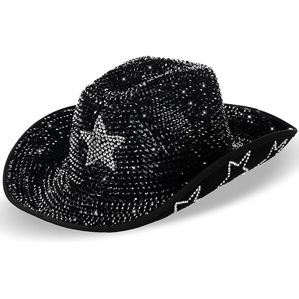JICASTO Cowboy Hats with 6 Sequins Stars & Tiara Belt for  display picture 2