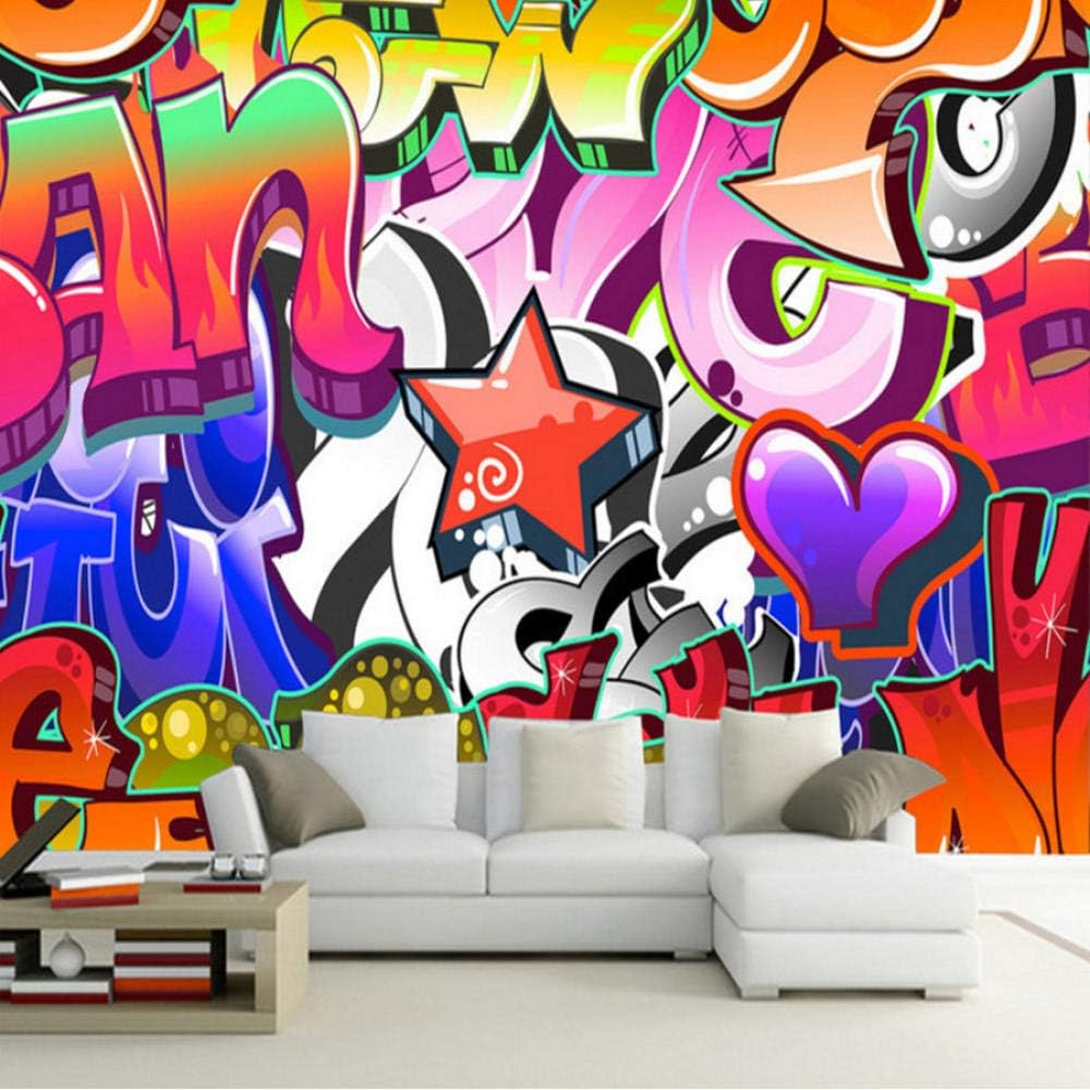 Dwqlx Personalized Customization 3D Colorful Graffiti Mural Wallpaper Ktv Bar Clubs Background Wall Papers Art Wallpaper Roll-200X140Cm