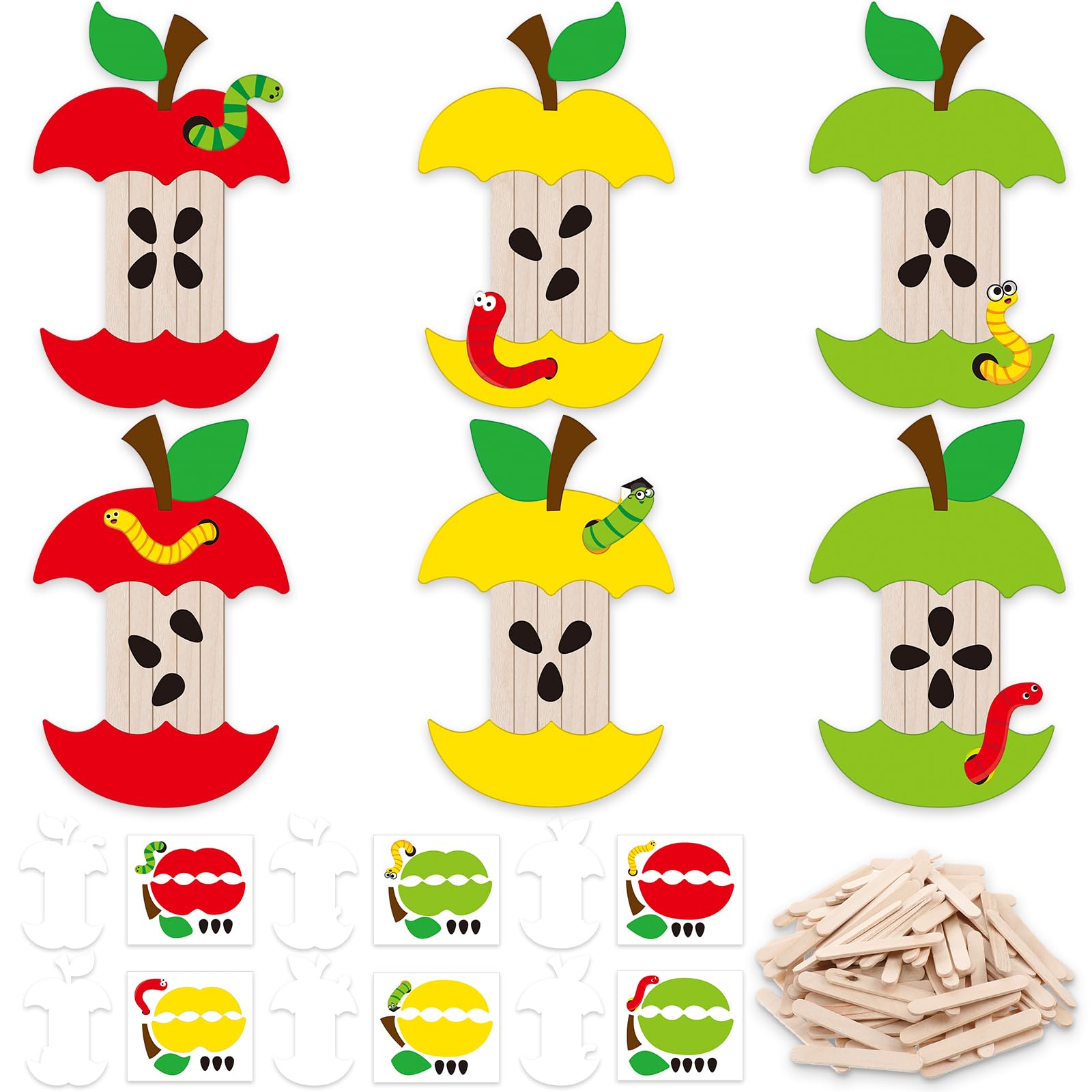 Photo 1 of Briwooody 30 Set Apple Core Craft Kit for Kids Apple Stick Magnet Craft DIY Fall Crafts Make Your Own Apple Craft for Kids Fall Autumn School Classroom Home Party Fun Activities
