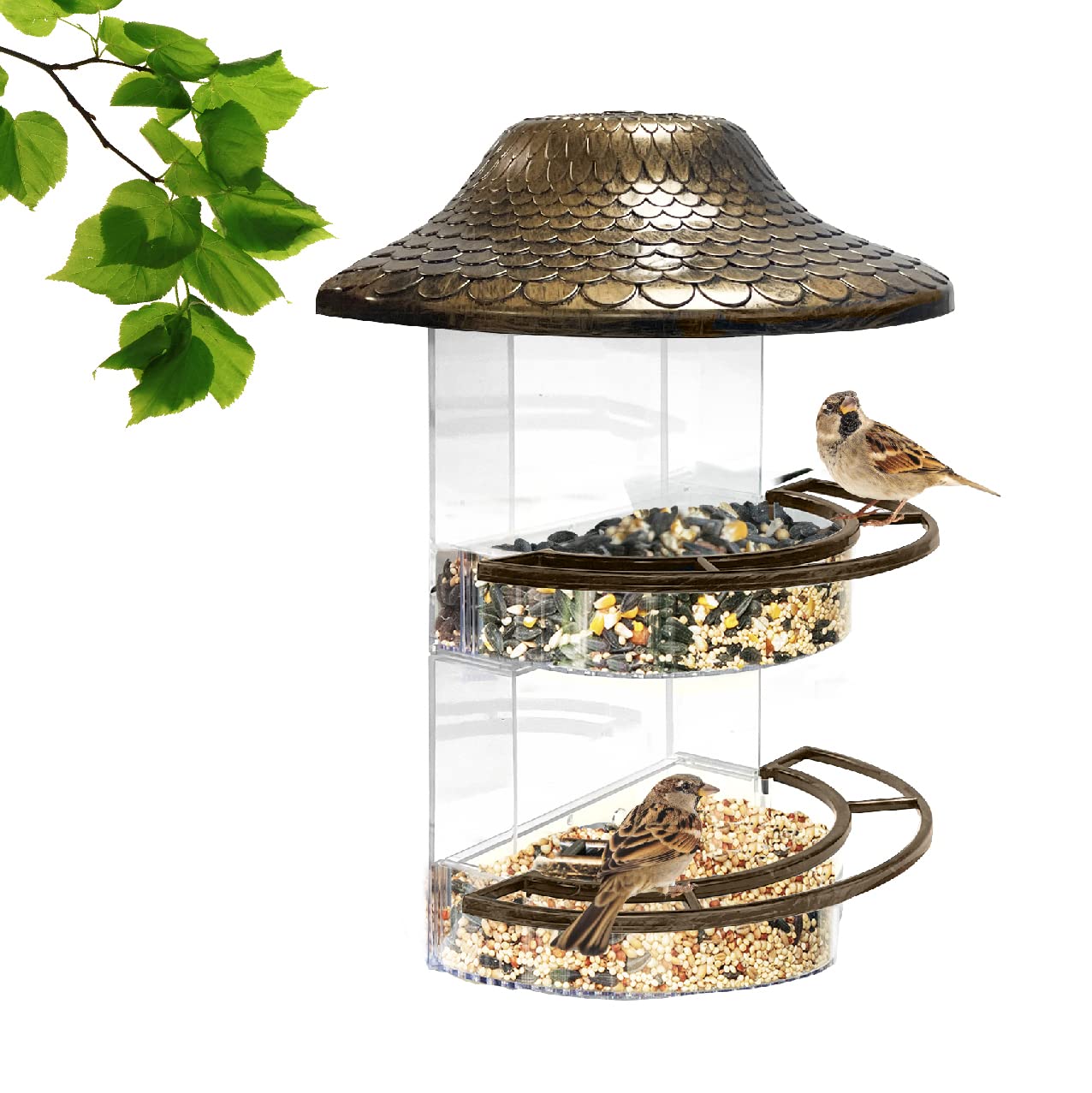 Skyline Multilevel Window-Mount Bird Feeder, 2 Perch Rails and 2 ...