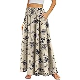 BLEVONH Casual Flowy Maxi Skirts for Women 2025 Autumn and Winter High Waisted Elastic Long Skirts
