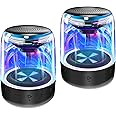 MEGATEK Dual T4-Pro IPX5 Waterproof Portable Bluetooth Speakers with Cool LED Lights & Wireless Stereo Pairing, 12 Watts Loud