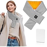 Girasol Heated Neck Wrap Heated Scarf for Neck Pain Relief, Neck Heating Pad with 5000mAh Power Bank, Cordless Thermal Neck Brace Electric Heated Neck Warmer with 3 Heating Levels (Light Grey)