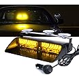 Xprite Amber LED Emergency Dash Strobe Light, Interior Windshield Safety Warning Traffic Lights w/Suction Cups, 12V Windshield Visor Light Bar for Construction Trucks Snow Plows Postal Security Cars