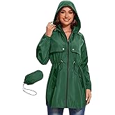 Avoogue Packable Women Waterproof Lightweight Rain Jackets Active Outdoor Hooded Raincoat