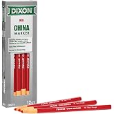 Dixon Industrial Phano Peel-Off China Marker Pencils, Red, 12-Pack (00079) | Ideal for writing, drawing, schoolwork, classrooms and office use