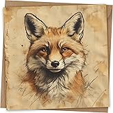 Fox Greeting Card Hand Drawn Design With Kraft Envelope