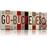 Ohio State Buckeye Metal Wall Art - 16" The Ohio State University Go Buckeyes Sign - NCAA SEC Merchandise for Man Cave, Office, or Home Decor - Gift for OSU Fans - Game Day Tailgate Decor