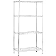 Amazon Basics 4-Shelf Adjustable Steel Storage Unit, 200 lb Capacity per Shelf, 13.4"D x 23.2"W x 48"H, Chrome