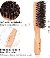 BESTOOL Hair Brush Professional Boar Bristle Beard Brush Natural Beech Wood view 3