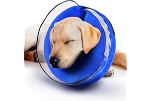 Zeaxuie Soft Inflatable Dog Cone Collar for Dogs After Surgery with Enhanced Anti-Licking for Unrestricted in Daily Life, Pack of One (Blue, Size_7)
