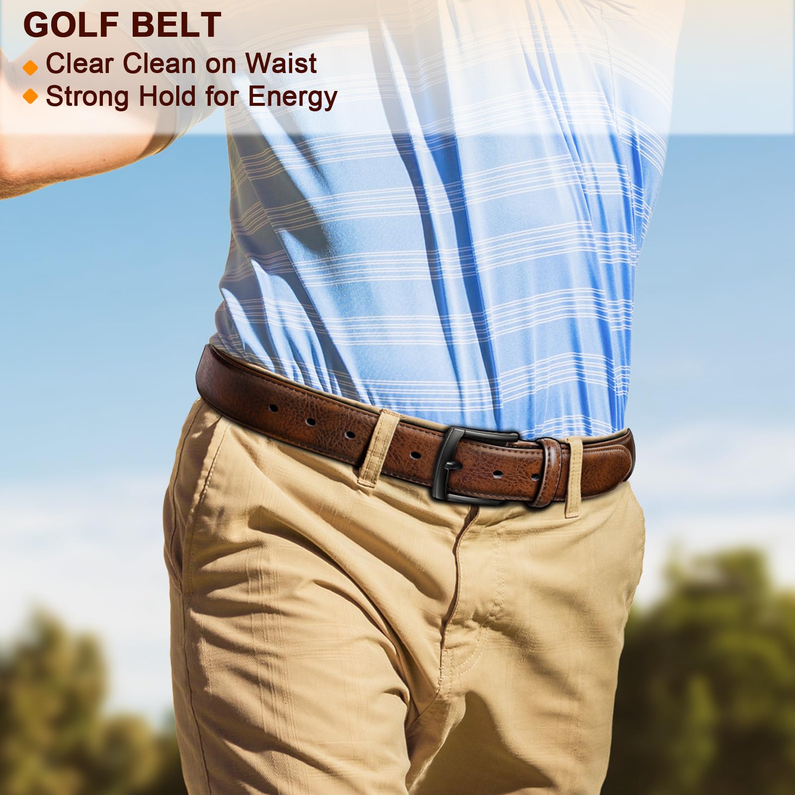 BULLIANT Men Belt 2Pack-Leather Belt 7Holes Comfortable For Men's Dress Casual Jeans 1 3/8