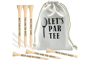 QEQCZOW Gifts for Men, 36 Pack 3-1/4 inch Golf Tees with Bag, Durable Bamboo Golf Tees, Best Dad by Par, Fathers Day Christmas Birthday Gifts from Daughter Son, Stocking Stuffers Ideas Present for Men