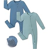 JunNeng Viscose from Bamboo Sleeper with Mittens, 2 Way Zipper Baby Boy Pajamas, Non Slip Sleep'N Play Romper