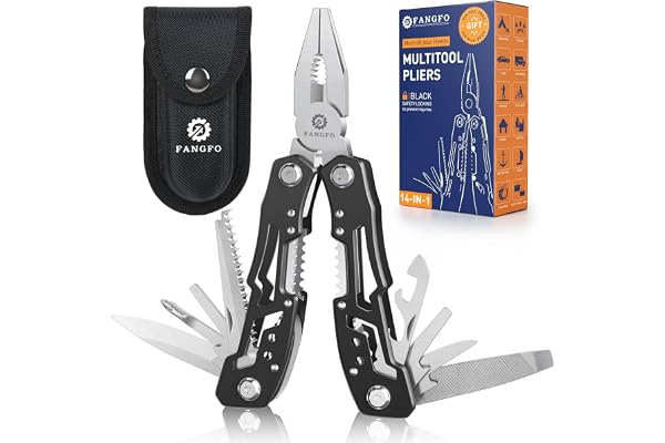 14-in-1 Multitool with Safety Locking, Professional Stainless Steel Multitool Pliers Pocket Knife, Bottle Opener, Screwdriver